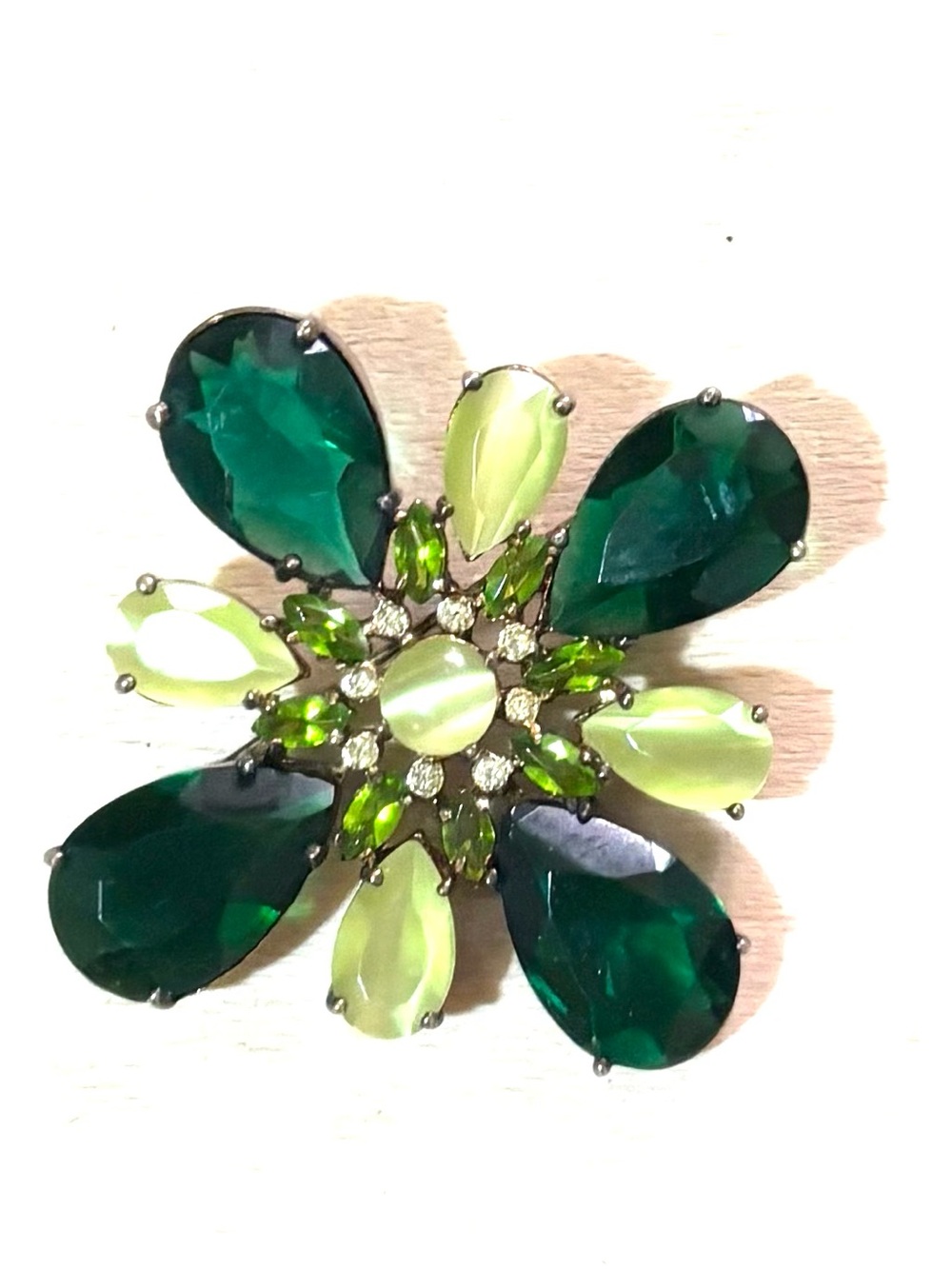 Vintage Green Multi-Tone Flower Brooch
